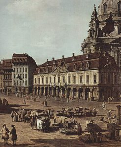 德累斯顿的视图，从Moritzstraße的Neumarkt 作者 贝尔纳多·贝洛托（Canaletto）
